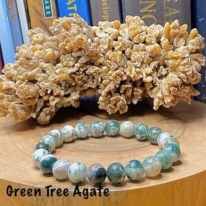 8mm Green Tree Agate gemstone bracelet